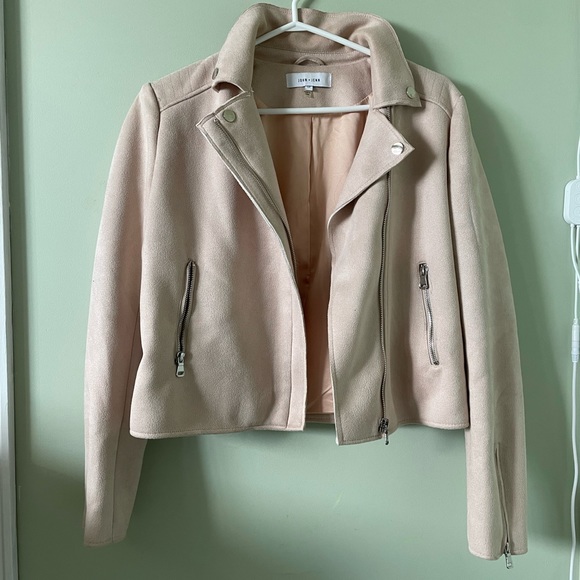 John & Jenn Light Pink Suede Motorcycle Jacket - Picture 3 of 6